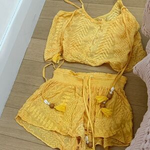 Ramy Brook Sunlit Yellow Textured Set